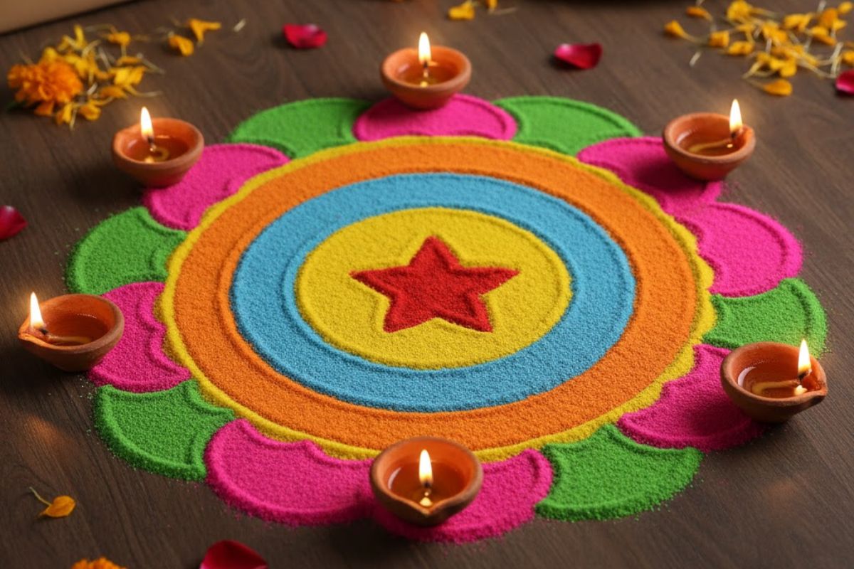 Simple रंगोली डिज़ाइन फॉर दिवाली: दिवाली पर बनाएं ये सिंपल रंगोली डिज़ाइन, रंगों से खिल उठेगा घर का हर कोना 7 दिवाली के लिए आसान रंगोली डिज़ाइन