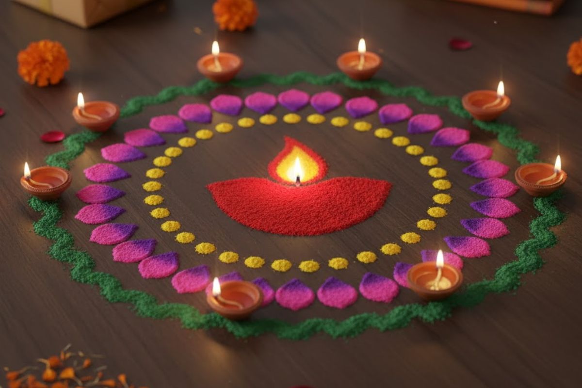 Simple रंगोली डिज़ाइन फॉर दिवाली: दिवाली पर बनाएं ये सिंपल रंगोली डिज़ाइन, रंगों से खिल उठेगा घर का हर कोना 10 रंगोली डिज़ाइन