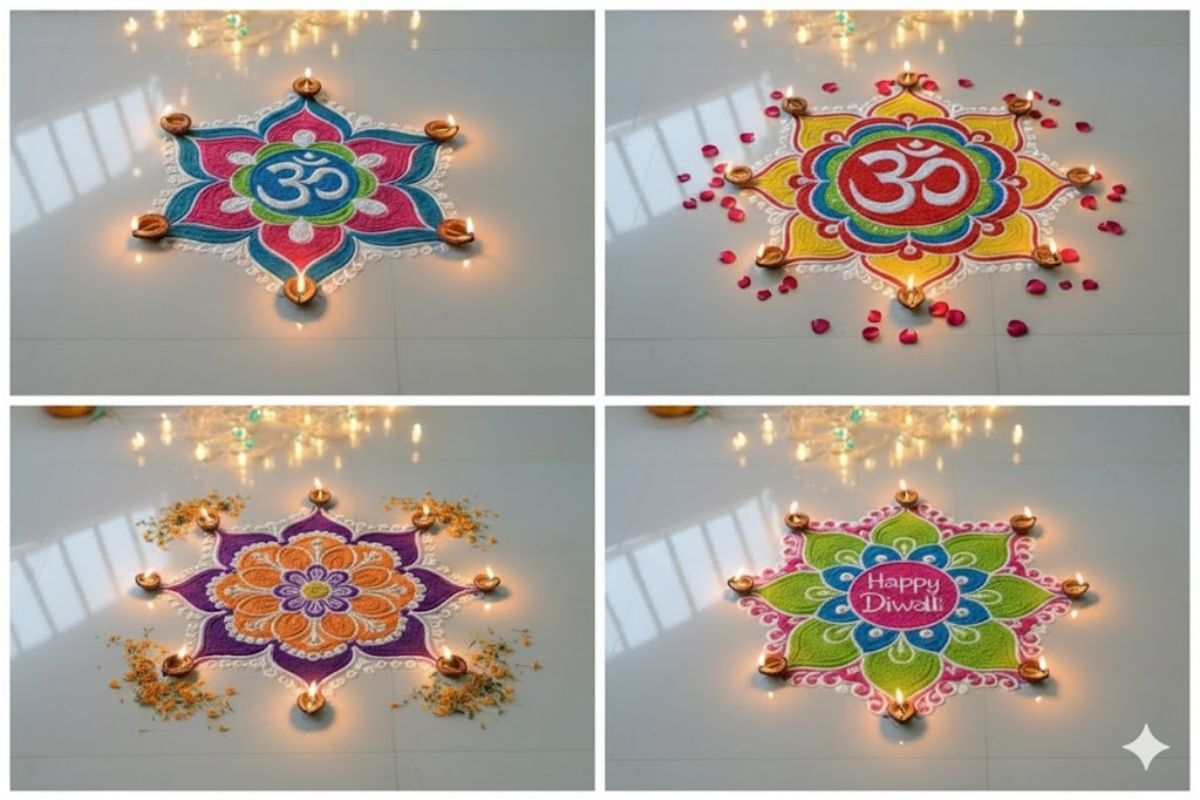 Simple रंगोली डिज़ाइन फॉर दिवाली: दिवाली पर बनाएं ये सिंपल AI रंगोली डिज़ाइन, रंगों से खिल उठेगा घर का हर कोना

