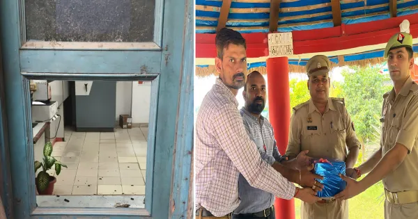 लखीमपुर खीरी: बैंक की खिड़की को कटर से काट रहे थे चोर...होमगार्ड की बहादुरी और सतर्कता से टली चोरी.

