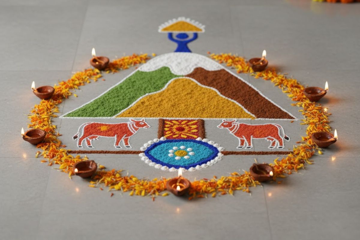 गोवर्धन पूजा रंगोली डिजाइन: इस गोवर्धन पूजा ट्राई करें एआई से बनी अनोखी रंगोली डिजाइन, आपकी सजावट होगी अद्भुत 11 सरल रंगोली डिज़ाइन 1