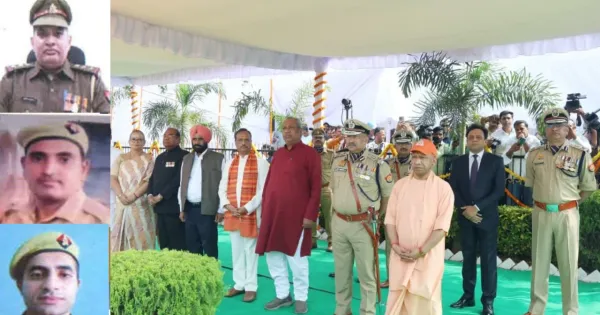 पुलिस स्मृति दिवस पर सीएम योगी ने शहीद पुलिसकर्मियों को दी श्रद्धांजलि, वीर सपूतों के परिजनों का किया सम्मान.

