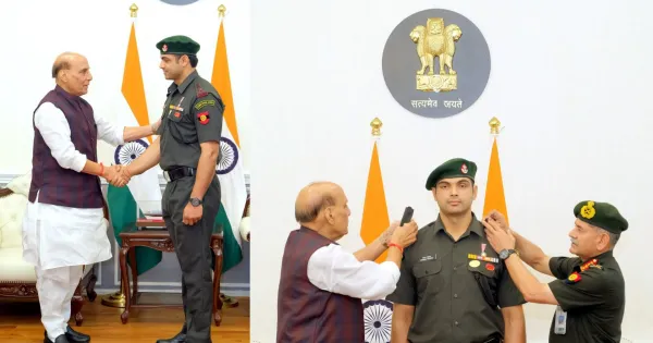 नीरज चोपड़ा को लेफ्टिनेंट कर्नल के पद से सम्मानित किया गया, रक्षा मंत्री राजनाथ सिंह और सीओएएस जनरल उपेन्द्र द्विवेदी ने उपाधि से सम्मानित किया

