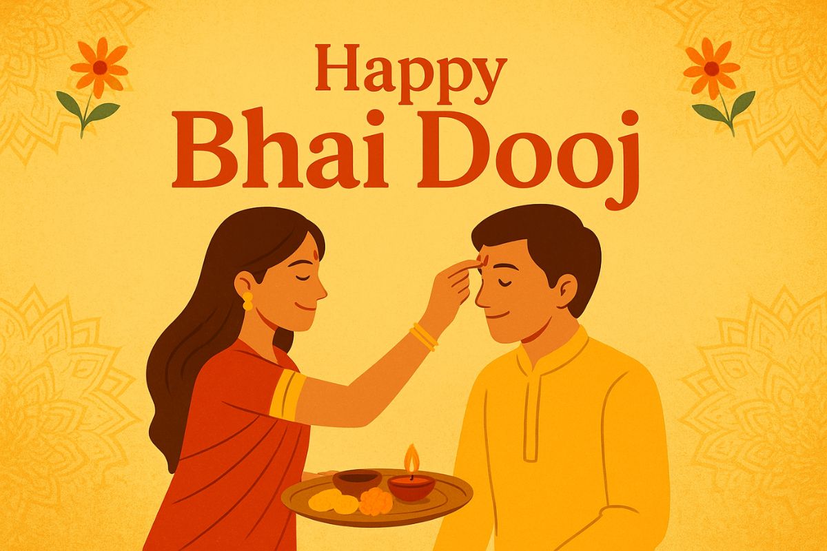 हैप्पी भाई दूज 2025 शुभकामनाएं, चित्र, स्थिति: भाई-बहन का रिश्ता सबसे प्यारा है, आज भाई दूज पर भेजें ये प्यार भरी शुभकामनाएं।

