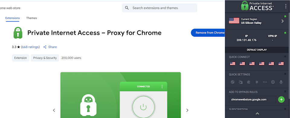 PIA Chrome extension