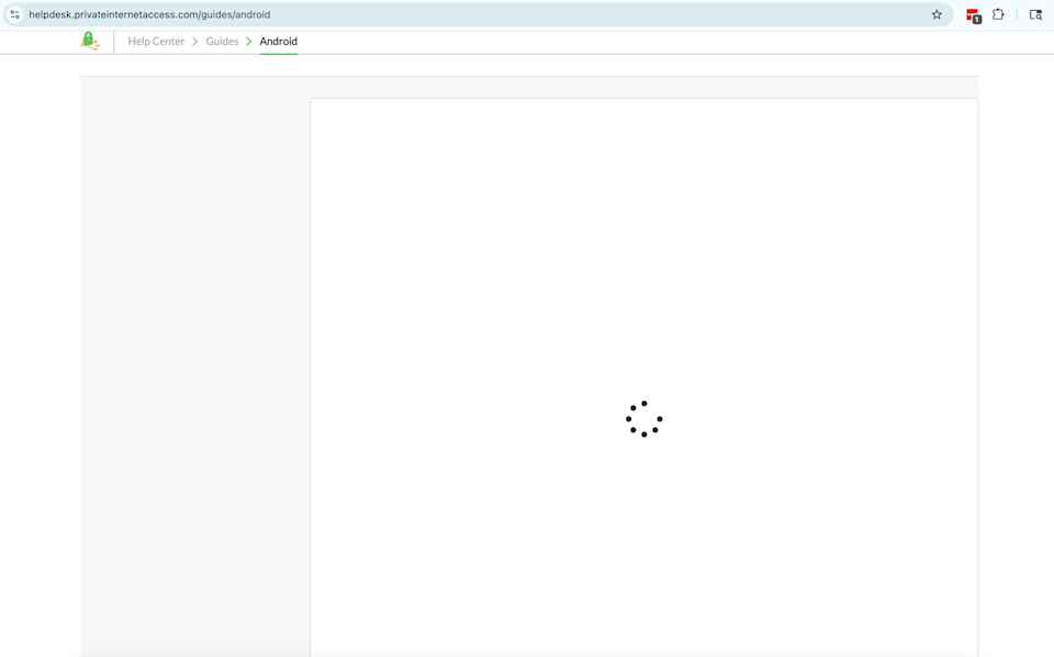 PIA Android help center load failure