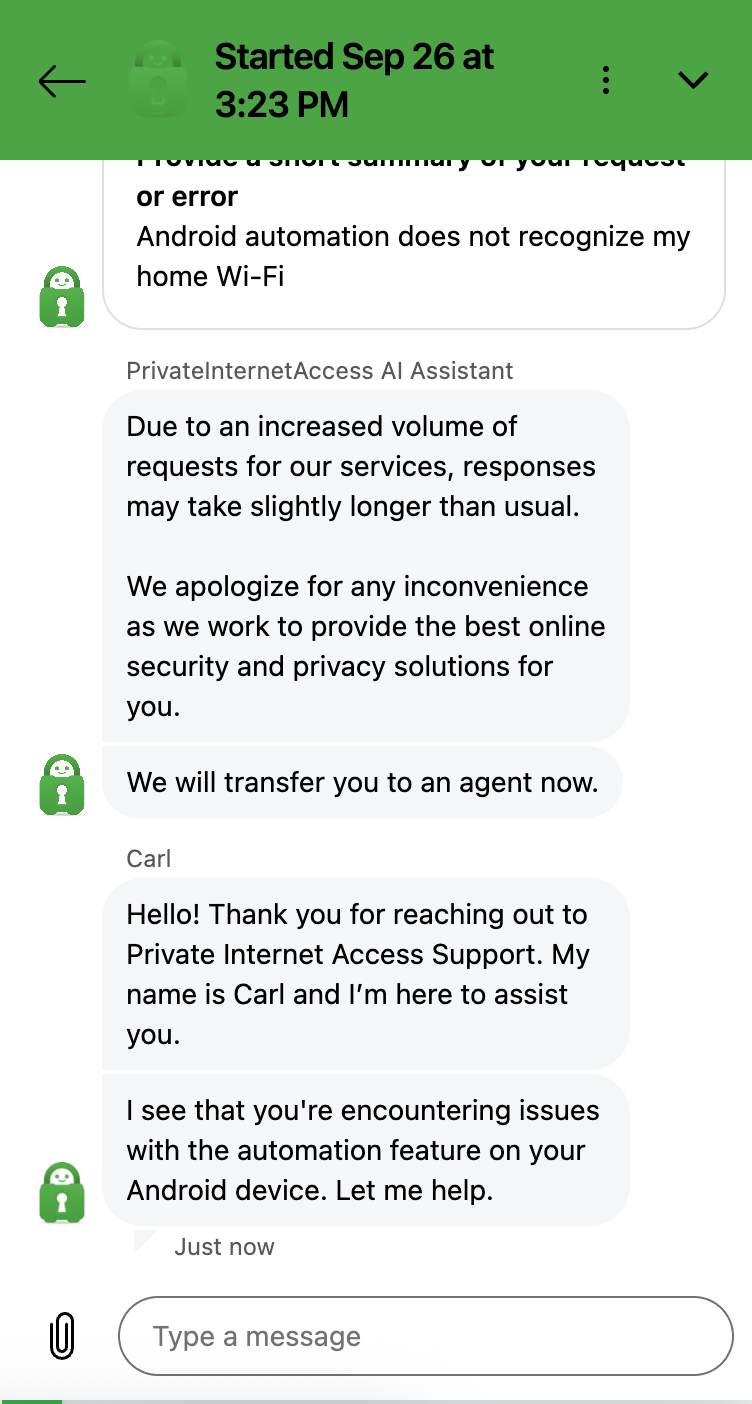 PIA live chat