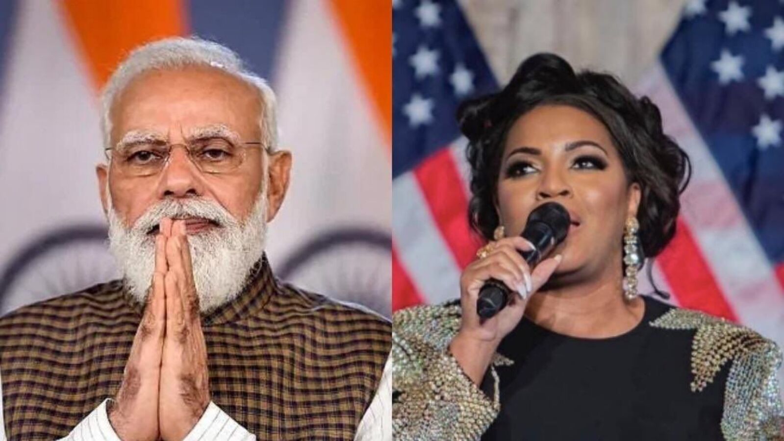 US singer Mary Millben and PM Modi. 
