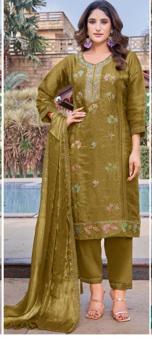Hamein Premium Zeemi Ju Silk Embroidered Suit – P-21163-A - Image 3