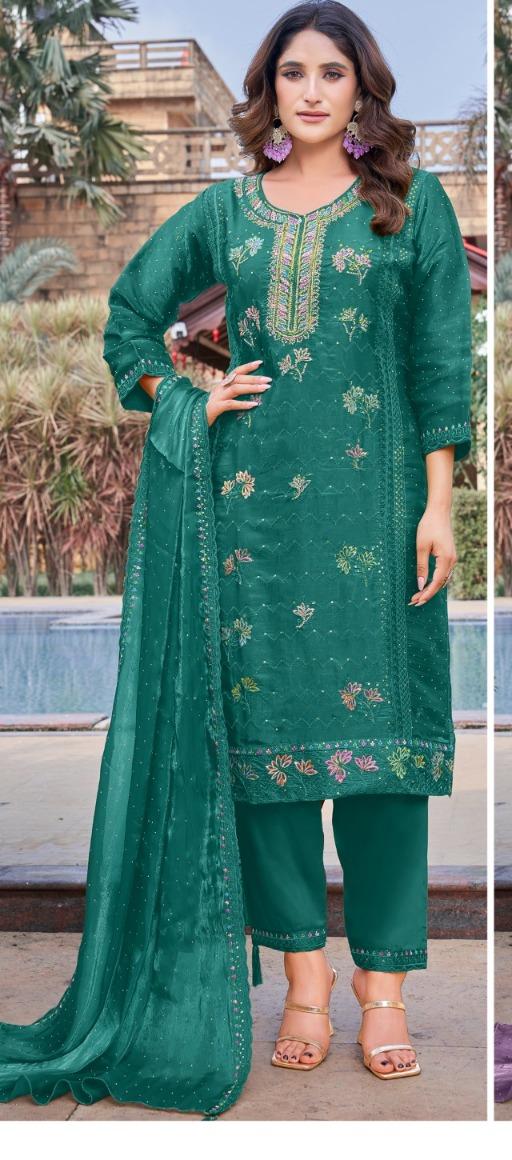 Hamein Premium Zeemi Ju Silk Embroidered Suit – P-21163-A - Image 4