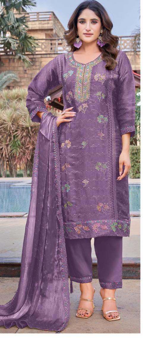 Hamein Premium Zeemi Ju Silk Embroidered Suit – P-21163-A - Image 5