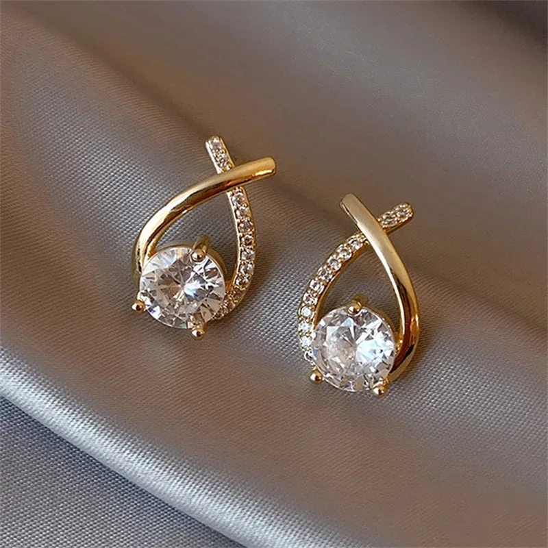 Fashion Cross Stud Earrings For Women Girls Korean Style Elegant Crystal Jewelry Ear Rings Fishtail Lady Earrings Gift - Image 3