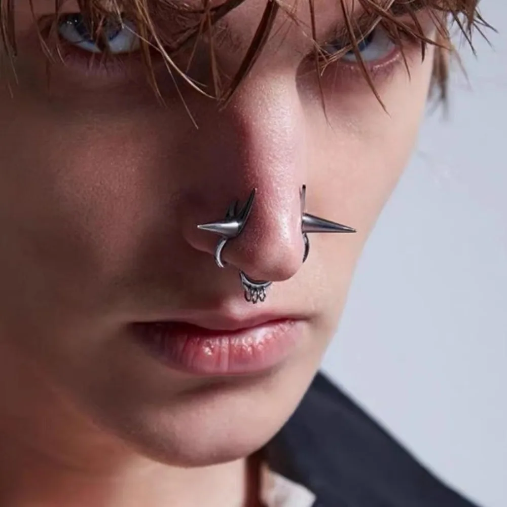 Punk Non Piercing Nose Clip Retro Unique Fashion Imitation Pearl Nose Ring Nose Nail Fashion Non-pierced Body Jewelry - Image 3