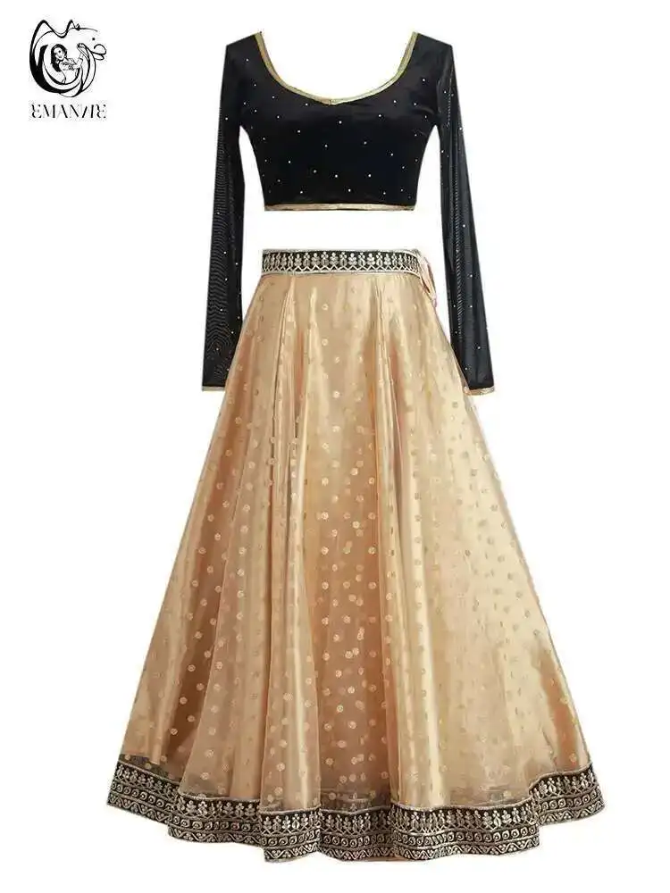 New Exotic Indian Dance Dress Ethnic Style Female Belly Dance Scarf Top Large Swing Skirt Lengha Set - Image 5