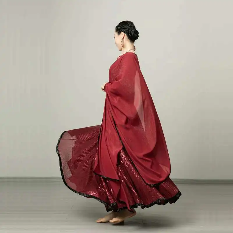 Iman Exotic Indian Dance Dress Ethnic Style Female Dance Dress Performance Photography Sari Top Large Swing Skirt Set - Image 2