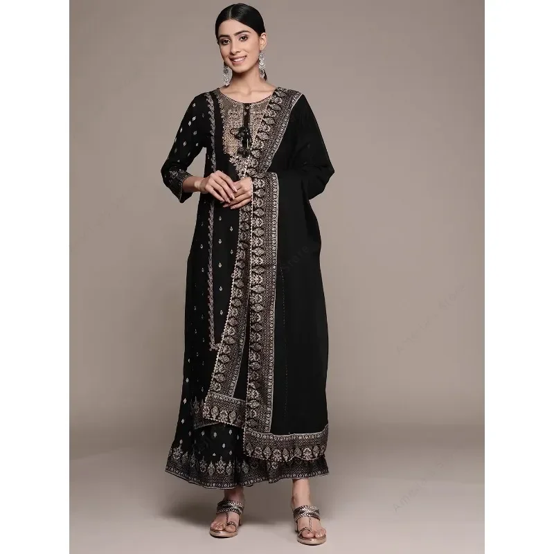 Indian Women's Punjabi Suit 3-Piece Set Cotton Floral Print Kurta Dupatta Ethnic Salwar Kameez for Wedding Diwali Daily Wear - Image 2