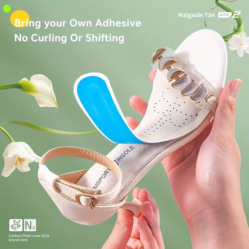 New Comfort Sandal Insoles for Women Anti-Slip Foot Pad Sweat-absorbing Deodorant High-Heeled Shoes Sole Stickers Seven-point