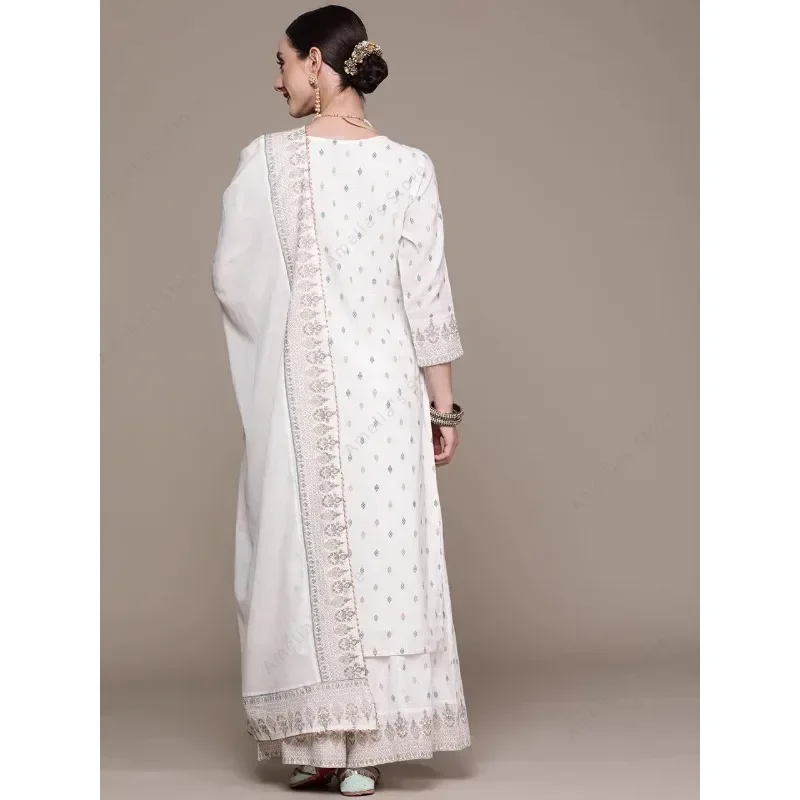 Indian Women's Punjabi Suit 3-Piece Set Cotton Floral Print Kurta Dupatta Ethnic Salwar Kameez for Wedding Diwali Daily Wear - Image 5