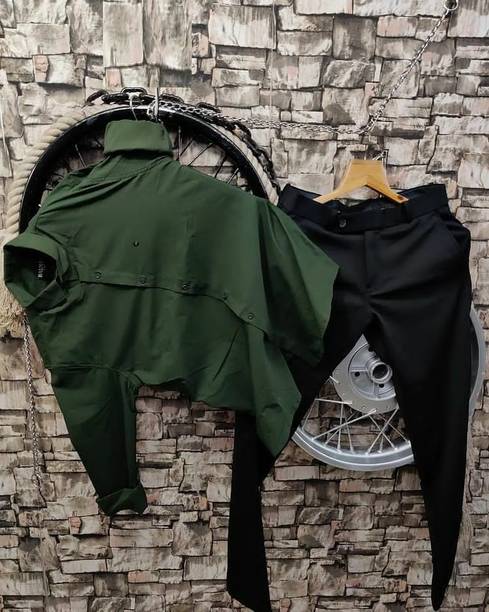 Green Shirt & Black Trousers Combo
